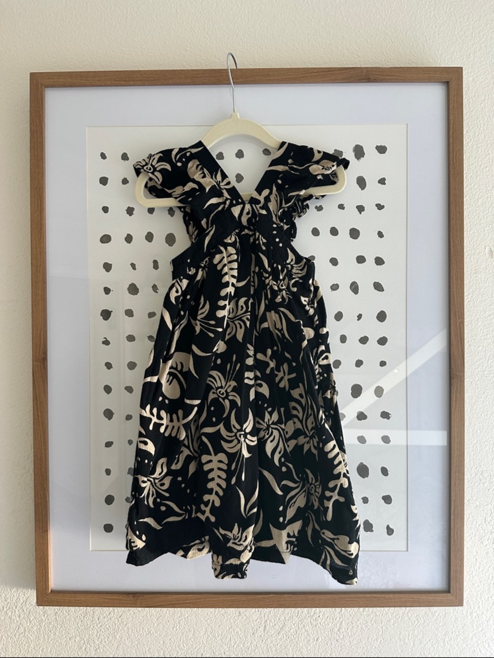 GAP Black and Cream Floral Ruffle Sundress
